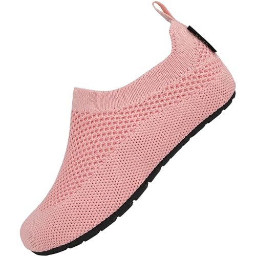 SAGUARO Mädchen Leichte Atmungsaktiv Lauflernschuhe Kleinkind Hausschuhe für Jungen Unisex rutschfeste Baby Slippers Indoor Camping Kindergarten Turnen, Kinder Pink 22/23 von SAGUARO