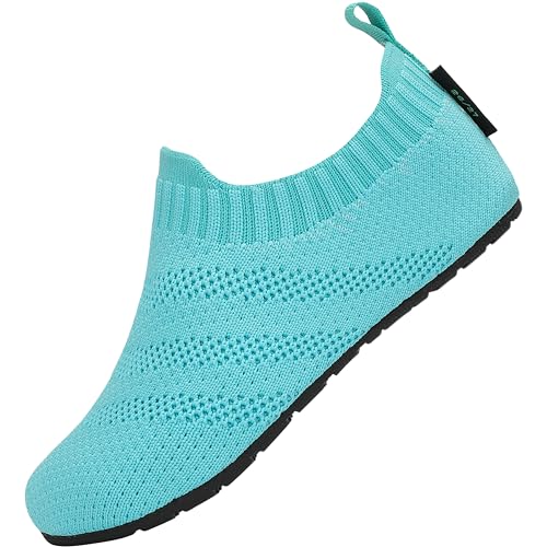 SAGUARO Mädchen rutschfest Kindergarten Pantoffeln für Jungen Freizeitschuhe Leichte Kinder Flexibel Kindersocken Schuhe Weiche Hausschuhe Unisex, Schuhe Himmelblau 34/35 von SAGUARO