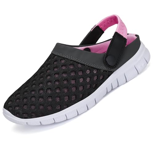 SAGUARO Mesh Hausschuhe Damen Pantoletten Sommer Indoor Outdoor Hausschuhe Freizeit Strand Sandale, Rosa, 39 EU von SAGUARO