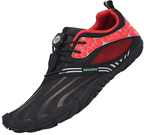 SAGUARO Minimalistische Barfußschuhe Unisex Leicht Barfussschuhe Schnell Trocknend Badeschuhe Männer Frauen Traillaufschuhe for Outdoor Sport rutschfest Wasserschuhe,Rot 40 von SAGUARO