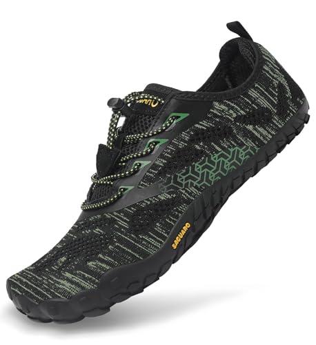 SAGUARO Barfuss Schuhe Damen Barfußschuhe Herren Zehenschuhe rutschfest Atmungsaktive Barefoot Shoes Indoor & Outdoor Barfussschuhe mit Breiter Zehenbox & Zero Drop Solhe, Grün, 43 EU von SAGUARO