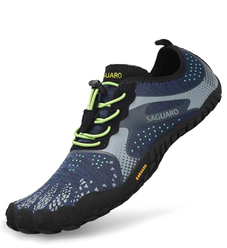 SAGUARO Barfuss Schuhe Damen Barfußschuhe Herren Zehenschuhe rutschfest Atmungsaktive Barefoot Shoes Indoor & Outdoor Barfussschuhe mit Breiter Zehenbox & Zero Drop Solhe, Upgrade Blau, 40 EU von SAGUARO