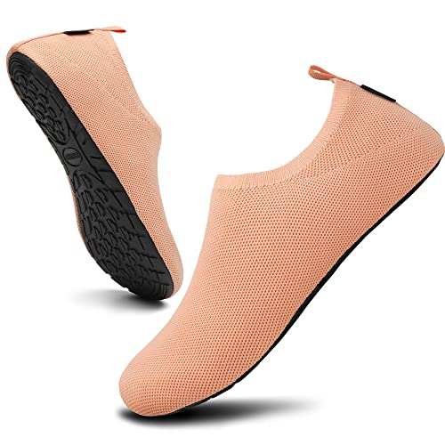 SAGUARO Pantoffeln Herren Leicht Atmungsaktiv Pantoffeln Damen rutschfest Flache Weiche Slippers Frau Cozy Indoor Hüttenschuhe Mesh Badeschuhe,Orange 38/39 von SAGUARO