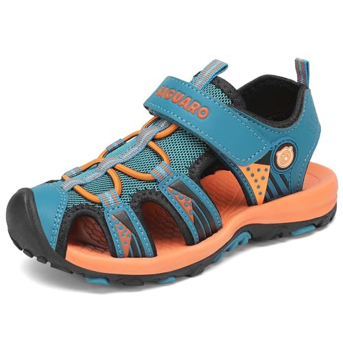 SAGUARO Geschlossene Sandalen Kinder Outdoor Sports Trekking Schuhe rutschfest Faltbar Jungen Strand Schuhe Atmungsaktiv Schnell Trocknend Blau Gr.35 von SAGUARO