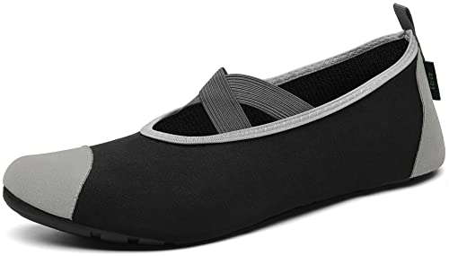 SAGUARO Schwimmschuhe Herren Damen Aquaschuhe rutschfeste Hausschuh Schnell Trocknend Wassersportschuhe für Yoga Gymnastik Schnorcheln, Ölschwarz, 36/37EU von SAGUARO