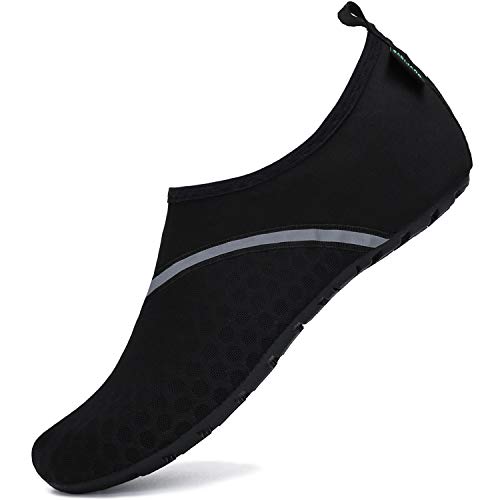 SAGUARO Schwimmschuhe Herren Schnell Trocknend Badeschuhe für Damen Atmungsaktiv Wasserschuhe Unisex Leicht Strandschuhe, Schwarz 46/47 von SAGUARO