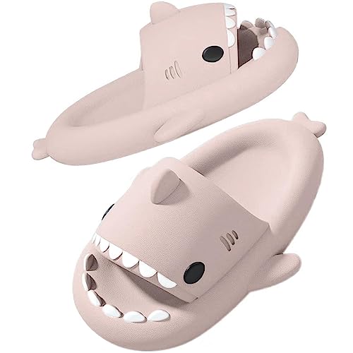 SAGUARO Shark Slippers Damen Herren Weich Bequem Hai Hausschuhe Sommer Shark Slides Zuhause Rutschfeste Schwimmbad Strand Haifisch Schlappen Original Wolken Badelatschen Pillow Latschen Rosa 40/41 von SAGUARO