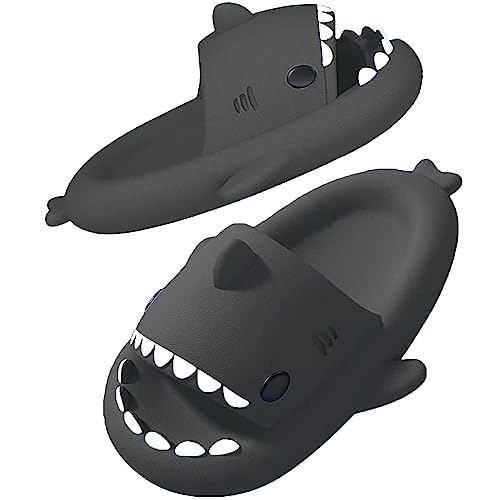 SAGUARO Shark Slides Pillow Herren Badelatschen Rutschfeste Badeschuhe Damen Strand Haifisch Schlappen Original Wolken Lustig Slippers Hai Sommer Hausschuhe Schwarz 40/41 von SAGUARO