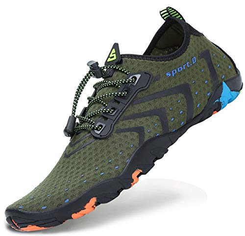 SAGUARO Sommer Badeschuhe Damen Breathable Mesh Wasserschuhe Herren Schwimmschuhe Barfuß Strand Aqua Surf Fitness Schuhe Leicht Weiche Faltbar Grün Gr.38 von SAGUARO