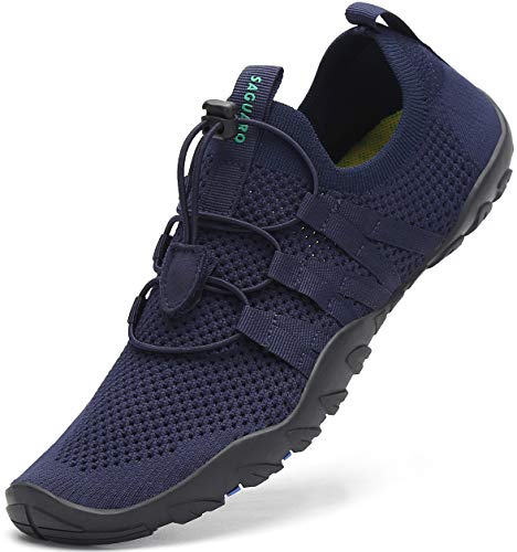 SAGUARO Damen Badeschuhe Herren Wasserschuhe Schnell Trocknend Aquaschuhe Strandschuhe rutschfeste Surfschuhe Schwimmschuhe Blauschwarz 41 EU von SAGUARO