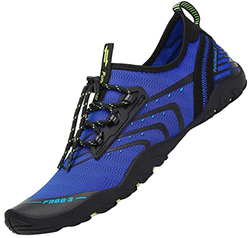 SAGUARO Badeschuhe Herren Wasserschuhe Damen Barfuss Schuhe Sport Schwimmschuhe Barfußschuhe Gegen Seeigel Aquaschuhe rutschfest Strandschuhe Leicht Neoprenschuhe Barfussschuhe Neu 1-Blau, Gr.46 von SAGUARO
