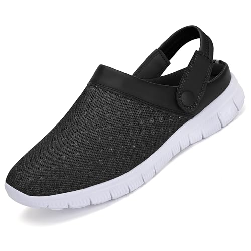 SAGUARO Sommer Herren Damen Clogs Hausschuhe Outdoor Atmungsaktiv Garten Schuhe Mesh Sommersandalen Schwarz Gr.40 von SAGUARO