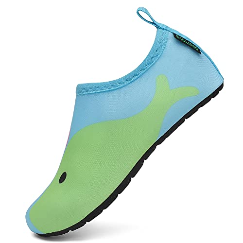 SAGUARO Sommer Kinder Badeschuhe Aquaschuhe Slip on Schwimmschuhe Leicht Wasserschuhe rutschfeste Strandschuhe für Jungen Mädchen, Grün, 24/25 EU von SAGUARO