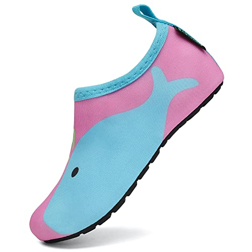 SAGUARO Sommer Kinder Badeschuhe Aquaschuhe Slip on Schwimmschuhe Leicht Wasserschuhe rutschfeste Strandschuhe für Jungen Mädchen, Pink, 22/23 EU von SAGUARO