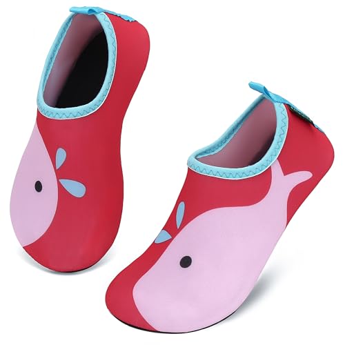 SAGUARO Sommer Kinder Badeschuhe Aquaschuhe Slip on Schwimmschuhe Leicht Wasserschuhe rutschfeste Strandschuhe für Jungen Mädchen, Rot, 20/21 EU von SAGUARO
