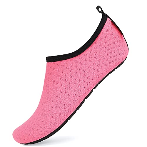 SAGUARO Sommer Kinder Badeschuhe Aquaschuhe Slip on Schwimmschuhe Leicht Wasserschuhe rutschfeste Strandschuhe für Jungen Mädchen, Bade Pink, 26/27 EU von SAGUARO