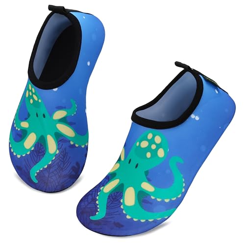 SAGUARO Sommer Kinder Badeschuhe Aquaschuhe Slip on Schwimmschuhe Leicht Wasserschuhe rutschfeste Strandschuhe für Jungen Mädchen, Blau 26/27 EU von SAGUARO