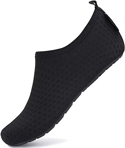 SAGUARO Sommer Kinder Badeschuhe Aquaschuhe Slip on Schwimmschuhe Leicht Wasserschuhe rutschfeste Strandschuhe für Jungen Mädchen, Strand Schwarz, 20/21 EU von SAGUARO