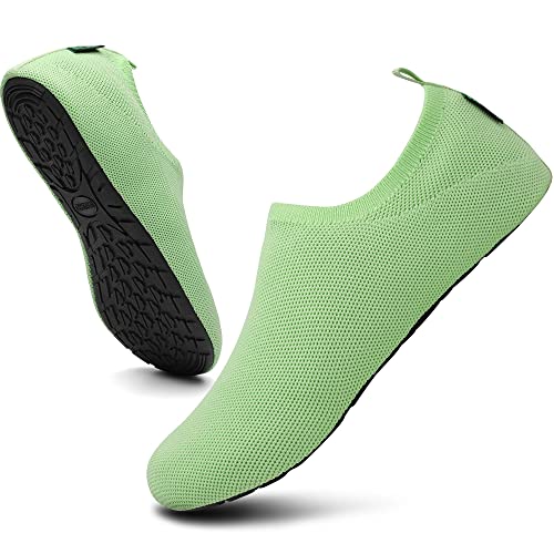 SAGUARO Sommer Pantoffeln Damen Flache Weiche Hausschuhe Herren Leicht rutschfest Slip on Hüttenschuhe Mesh Atmungsaktiv Strandschuhe,Aqua Grün 38/39 von SAGUARO