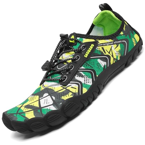 SAGUARO Sommer Unisex Badeschuhe Herren Schnell Trocknend Fitnessschuhe Damen Barfussschuhe Dicke Sohle Oliv-grün Gr.39 von SAGUARO