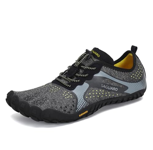 SAGUARO Barfußschuhe Damen Fitnessschuhe Herren Barfussschuhe Schnell Trocknend Traillaufschuhe rutschfest Unisex Aquaschuhe Atmungsaktiv Leicht Sommer Outdoor Wasserschuhe Temperament Schwarz 37 EU von SAGUARO