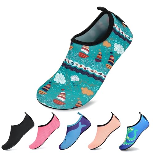 SAGUARO Strandschuhe KinderBadeschuhe Wasserschuhe Mädchen Schwimmschuhe Schnelltrocknend Leicht Aquaschuhe Baby Barfußschuhe,Mehrfarbig,26/27 von SAGUARO