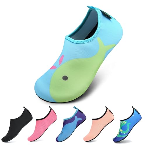 SAGUARO Strandschuhe Mädchen Schwimmschuhe Breathable Aquaschuhe BabyBadeschuhe für Beach Pool,Delphin Grün,24/25 von SAGUARO