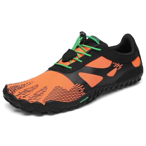 SAGUARO Barfußschuhe Herren Fitnessschuhe Damen Barfussschuhe Schnell Trocknend Traillaufschuhe Badeschuhe rutschfest Unisex Sommer Outdoor Kletterschuhe SchwarzOrange 37 EU von SAGUARO