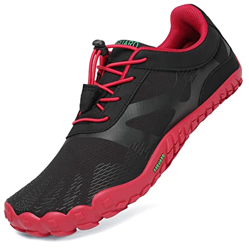 SAGUARO Barfußschuhe Herren Fitnessschuhe Damen Barfussschuhe Schnell Trocknend Traillaufschuhe Badeschuhe rutschfest Unisex Sommer Outdoor Straßenlaufschuhe Rot 36 von SAGUARO