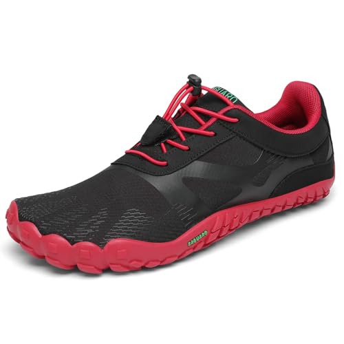 SAGUARO Barfußschuhe Herren Fitnessschuhe Damen Barfussschuhe Schnell Trocknend Traillaufschuhe Badeschuhe rutschfest Unisex Sommer Outdoor Straßenlaufschuhe Rot 45 von SAGUARO