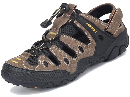 SAGUARO Trekking & Wandersandalen für Herren Damen mit Geschlossene Zehe Sommer Outdoor Sport Sandalen Bequem Atmungsaktiv Trekkingsandalen Braun 40 EU von SAGUARO