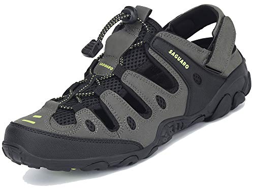 SAGUARO Trekking & Wandersandalen für Herren Damen mit Geschlossene Zehe Sommer Outdoor Sport Sandalen Bequem Atmungsaktiv Trekkingsandalen Grün 43 EU von SAGUARO