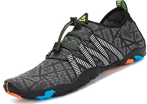 SAGUARO Unisex Badeschuhe Aquaschuhe Wasserschuhe Schwimmschuhe Weiche Atmungsaktiv Leicht Rutschfest Schuhe Für Damen Herren, Grau, 41 EU von SAGUARO