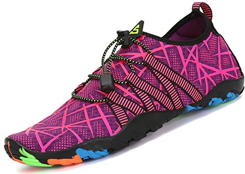 SAGUARO Unisex Badeschuhe Aquaschuhe Wasserschuhe Schwimmschuhe Weiche Atmungsaktiv Leicht rutschfest Schuhe Für Damen Herren,Violett,40 EU von SAGUARO