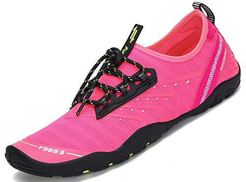 SAGUARO Unisex Badeschuhe Aquaschuhe Wasserschuhe Schwimmschuhe Weiche Atmungsaktiv Leicht rutschfest Schuhe Für Damen Herren, Pink 36 von SAGUARO