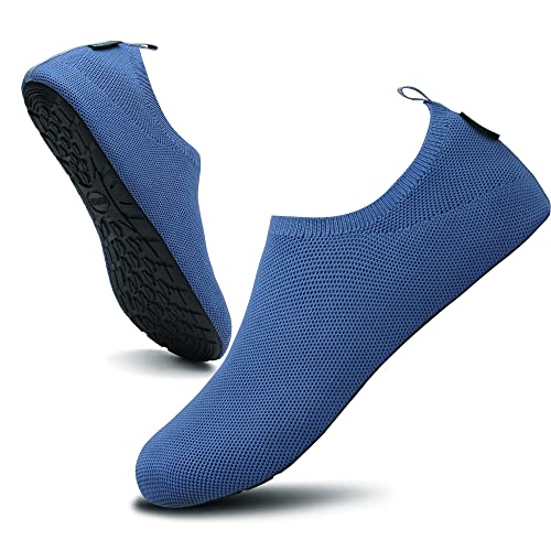 SAGUARO Pantoffeln Herren Mesh Atmungsaktiv Hausschuhe Frauen Slip on Geschlossene Slippers Mann für Beach Pool Surfen Yoga Unisex Leicht Aquaschuhe,Blau 44/45 von SAGUARO