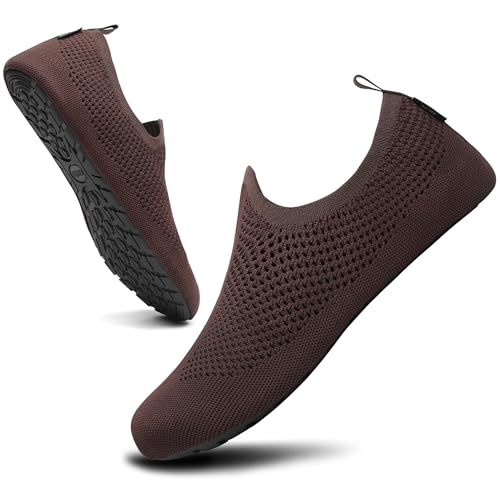 Saguaro Hausschuhe Damen Herren Rutschfes Atmungsaktiv Pantoffeln Unisex Bequem Slippers, Yoga Braun 40/41 von SAGUARO