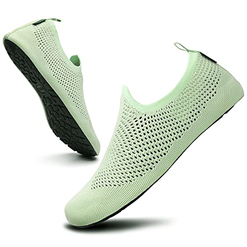 SAGUARO Wasserschuhe Herren Bequeme rutschfeste Aquaschuhe für Damen Slip on Schwimmschuhe Männer Leicht Flache Surfschuhe Strandschuhe Frau Sommer Hausschuhe,Grün 46/47 von SAGUARO