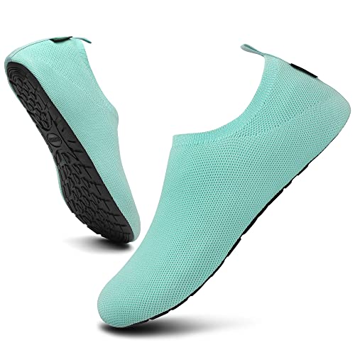 SAGUARO Unisex Sommer Hausschuhe Herren Leicht rutschfest Flache Pantoffeln Damen Weiche Slip on Hüttenschuhe Frau Outdoor Indoor Bequem Slippers,Himmelblau 42/43 von SAGUARO