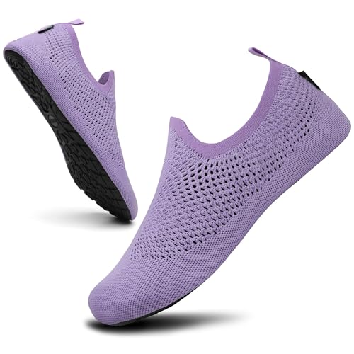 Saguaro Hausschuhe Damen Herren Rutschfes Atmungsaktiv Pantoffeln Unisex Bequem Slippers, Yoga Lila 46/47 von SAGUARO