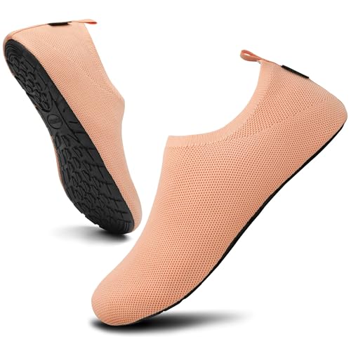 SAGUARO Unisex Sommer Hausschuhe Herren Leicht rutschfest Flache Pantoffeln Damen Weiche Slip on Hüttenschuhe Frau Outdoor Indoor Bequem Slippers,Orange 40/41 von SAGUARO