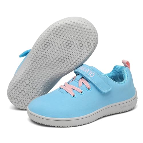 SAGUARO Barfußschuhe Kinder Barfussschuhe Hallenschuhe Jungen Mädchen Barfuß Sneaker Breite Kinderschuhe Outdoor Turnschuhe für Schule und Spielplatz Blau, Gr.34 von SAGUARO