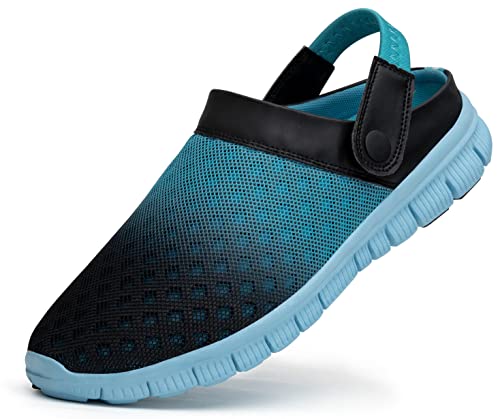 SAGUARO Unisex Clogs Hausschuhe Herren Damen Pantoletten Mesh Atmungsaktiv Gartenschuhe rutschfeste Leicht Sommer Strandschuhe Slip-on Flach Freizeit Sandalen, Arktisches Blau, 36 EU von SAGUARO