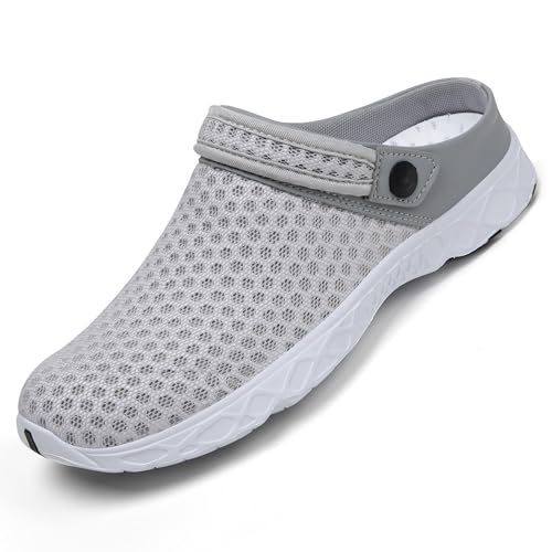 SAGUARO Unisex Clogs Sommer Hausschuhe Leicht Gartenschuhe Weiß Grau Gr.40 von SAGUARO