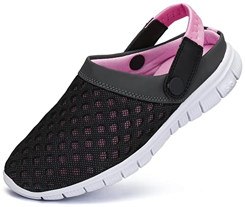 SAGUARO Clogs Hausschuhe Herren Damen Mesh Atmungsaktiv Pantoletten Leicht Freizeit Sommer Sandalen Flach rutschfeste Garten Strand Schuhe für Männer Frauen, Rosa, 36 EU von SAGUARO