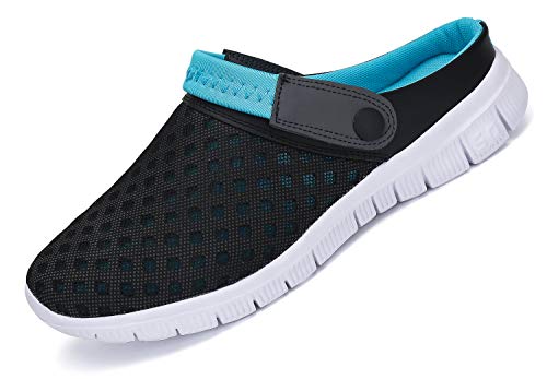 SAGUARO Clogs Hausschuhe Herren Damen Mesh Atmungsaktiv Pantoletten Leicht Freizeit Sommer Sandalen Flach rutschfeste Garten Strand Schuhe für Männer Frauen, Blau, 42 EU von SAGUARO