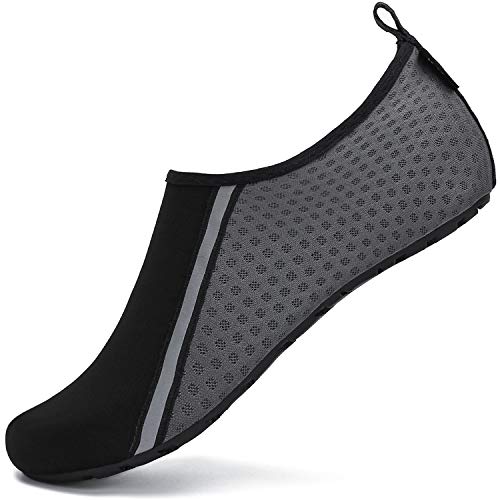SAGUARO Unisex Strandschuhe Weiche Flexibel Wassersocken Ultraleicht Schwimmschuhe Herren Damen Wassersportschuhe Schnell Trocknend rutschfest Tauchschuhe, Grau 44/45 von SAGUARO