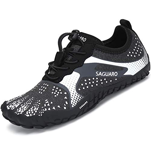 SAGUARO Wanderschuhe Kinder Sportschuhe Jungen Mädchen Outdoorschuhe Baby Aquaschuhe Leichte Barfußschuhe Picknick Bergsteigen Weiß Gr.24 von SAGUARO