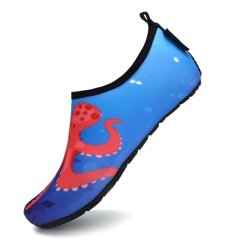 SAGUARO Wasserschuhe Badeschuhe Kinder Schwimmschuhe Jungen Mädchen Strandschuhe Schnelltrocknend Aquaschuhe Leicht rutschfeste Surfschuhe Neoprenschuhe Tauchschuhe Dunkelblau,GR.30/31 von SAGUARO