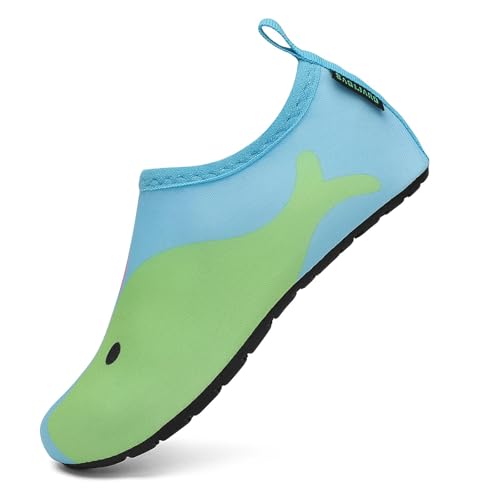 SAGUARO Wasserschuhe Badeschuhe Kinder Schwimmschuhe Jungen Mädchen Strandschuhe Schnelltrocknend Aquaschuhe Leicht rutschfeste Surfschuhe Neoprenschuhe Tauchschuhe Grün,GR.30/31 von SAGUARO